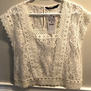 Zara cream lace shirt, NWT.